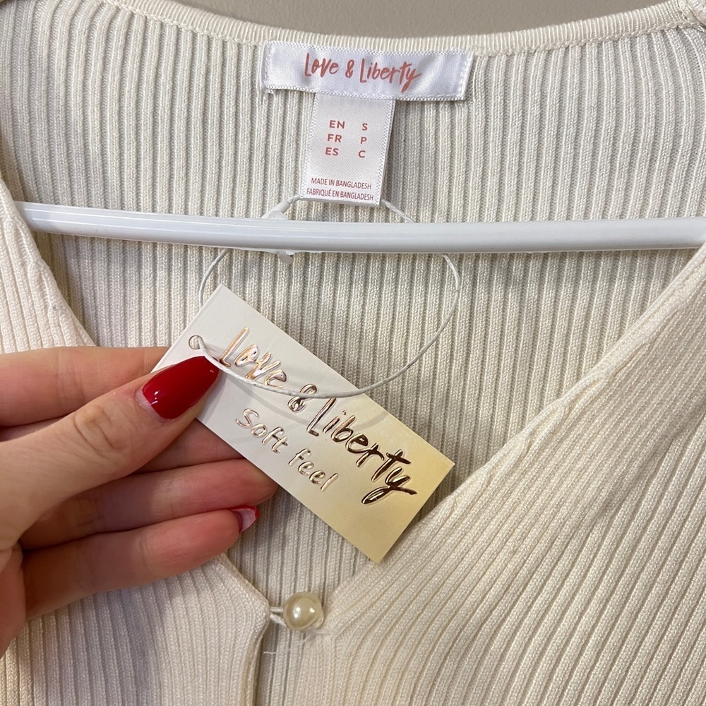 Cream Ribbed Button-Up Cardigan - Picture 3 of 3